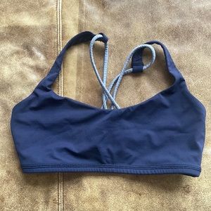 Lululemon Free To Be Bra 6 ink blue with grey straps